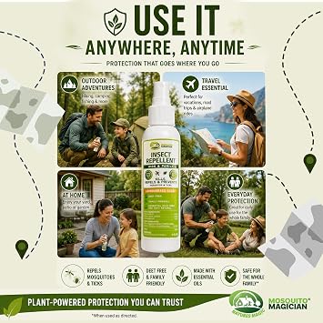 Travel Bug Spray for People - Mosquito Repellent Spray - 4oz (Lemongrass)