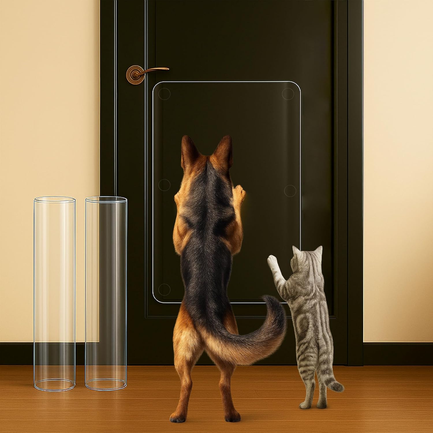 Dog Scratch Protectors for Doors 2-Pack 36 x 20’’ Clear Cat Scratching Guard Protection Easy Install on Wall Window Glass Screen & Sliding Doors Furniture Indoor/Outdoor