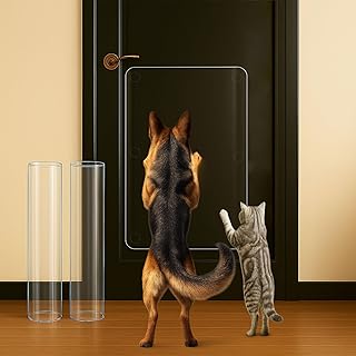 Dog Door Scratch Protector 2-Pack 16 x 30'' Customizable Transparent PVC Film, Anti-Scratch Guard