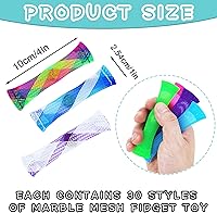 Vista 4 de 44 Pcs Mixed Color Marble Mesh Fidget Stress Relieve Set, Focus Enhance, Relieves Stress and Increase Focus for Student and Aldult, ADHD ADD OCD