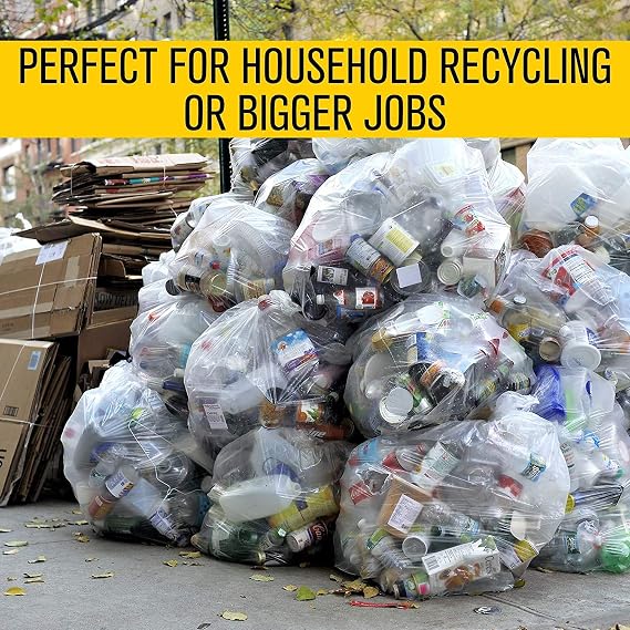 45 Gallon Clear Heavy Duty Contractor Trash Bags 3.0 MIL - 20 Bags