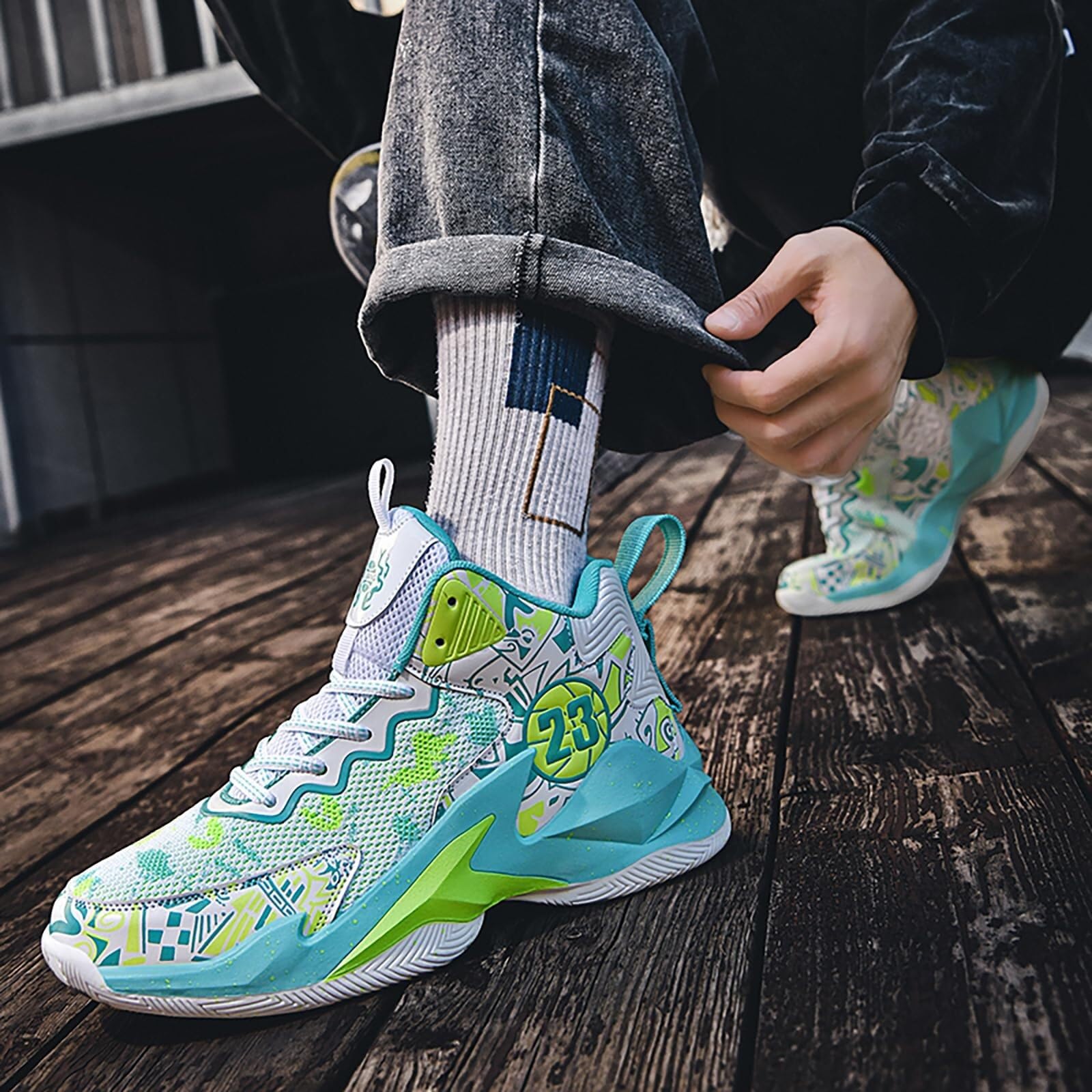 Scarpe Basket Unisex Alte, Traspiranti. Grip e Supporto per Sport