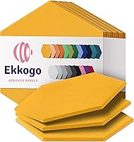 Vista 25 de Paneles insonorizantes de alta densidad para pared, forma hexagonal, paquete de 12 unidades de 14" x 12.1" x 0.4", color naranja de los años 70 70'S