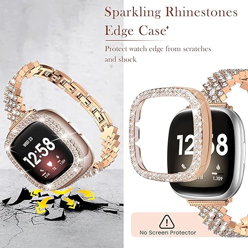 Miniatura 2 de Correa de reloj brillante compatible con Fitbit Versa 3Fitbit Sense para mujer correa ajustable de aleación de cristal con diamantes de imitación de