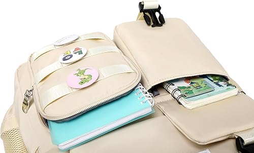 Miniatura 7 de Wadirum Linda mochila para computadora portátil para niña, bolsa universitaria de moda, mochila para mujer, color beige