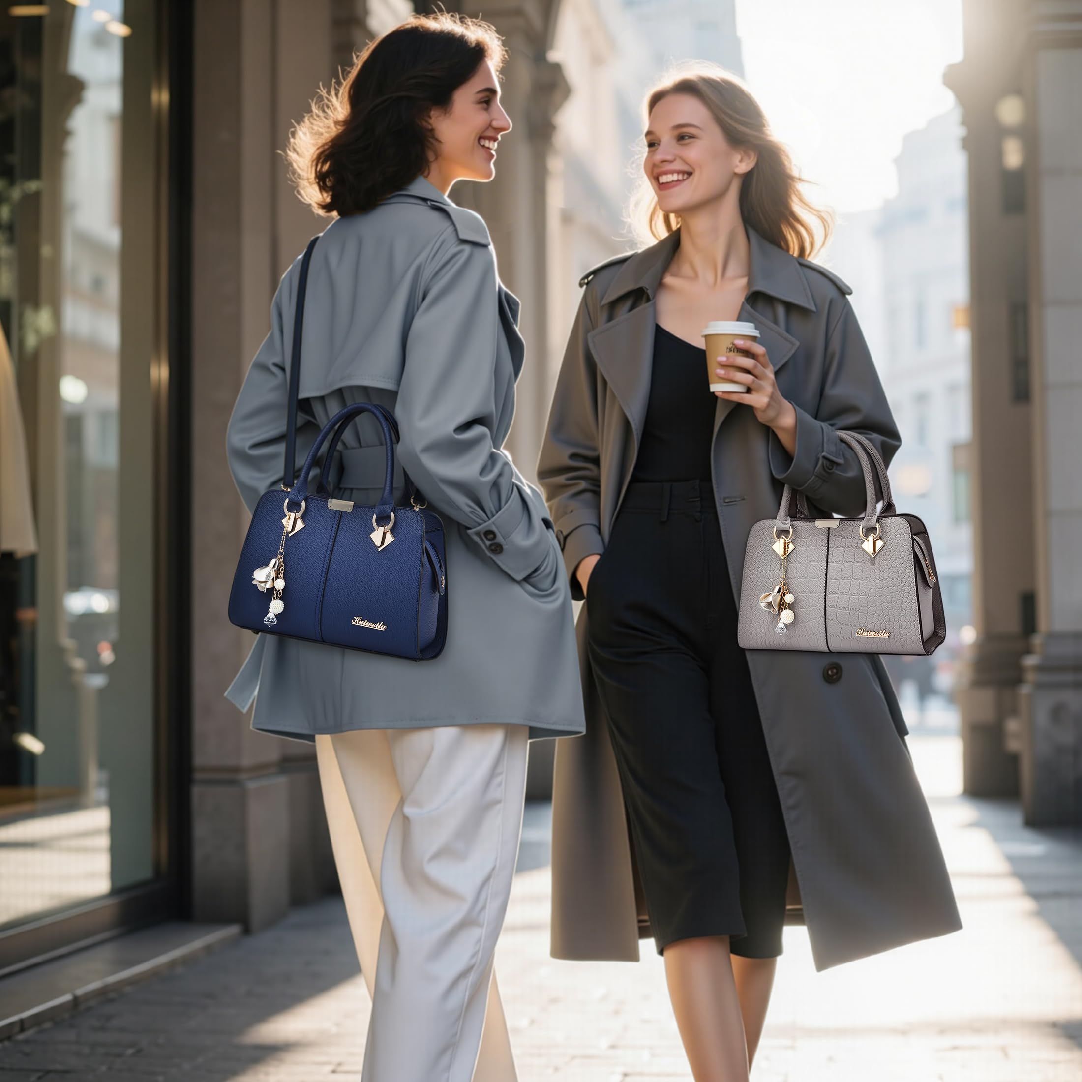 Sac a Main Femme Mode Sacs à Main Portés Epaule Cuir PU Sac Bandoulière Cabas Élégant Sac Fourre Tout pour Voyage Travail Quotidien Gris A