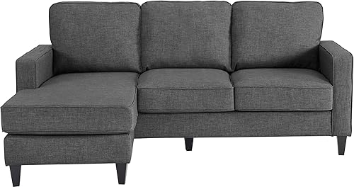 Miniatura 31 de Serta Harmon Sofá seccional reversible sala de estar, moderno sofá de tela de 3 asientos en forma de L. Gris-oscuro,Azul,Crema