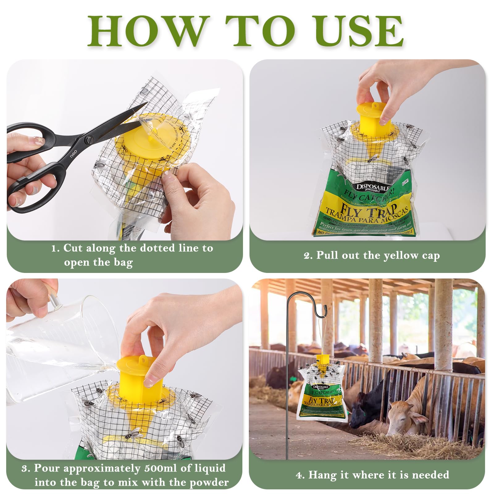 5 Trampas Para Moscas Colgantes Joogee Con Cebo - Desechables, No Tóxicas, Para Exterior E Interior (19.5x20cm)