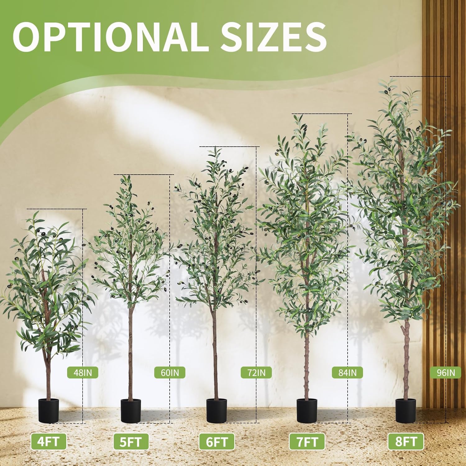 Fake Olive Tree, 5FT Tall Artificial Olive Trees 60in Faux Silk Plant with Trunk and Realistic 536 Leaves and 20 Fruits for Modern Office Home Decor Indoor（1pack）
