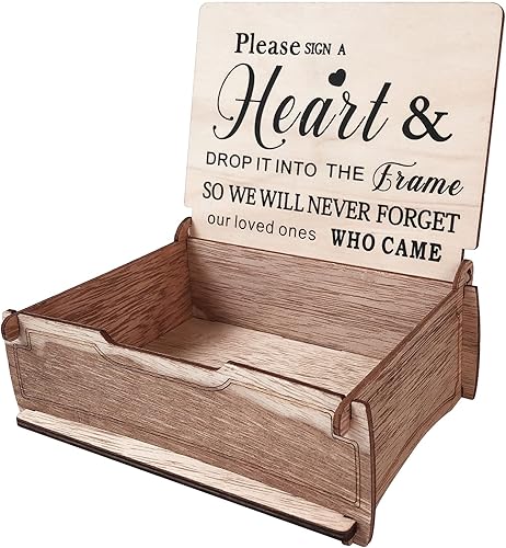 Y&K Homish Caja para libro de invitados, caja con soporte de corazón, letrero de boda de madera, caja con forma de corazón para caja de mensaje (1