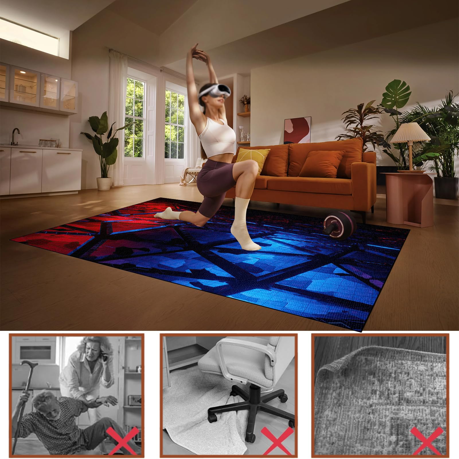 Dywan Krzesło Gamingowe, Ochraniacz Podłogi Wózki Inwalidzkie Biuro, Mata Ochronna Na Podłogi, Antypoślizgowa Mata Do Komputera Do Gier Podłogowych 90 x 130 cm