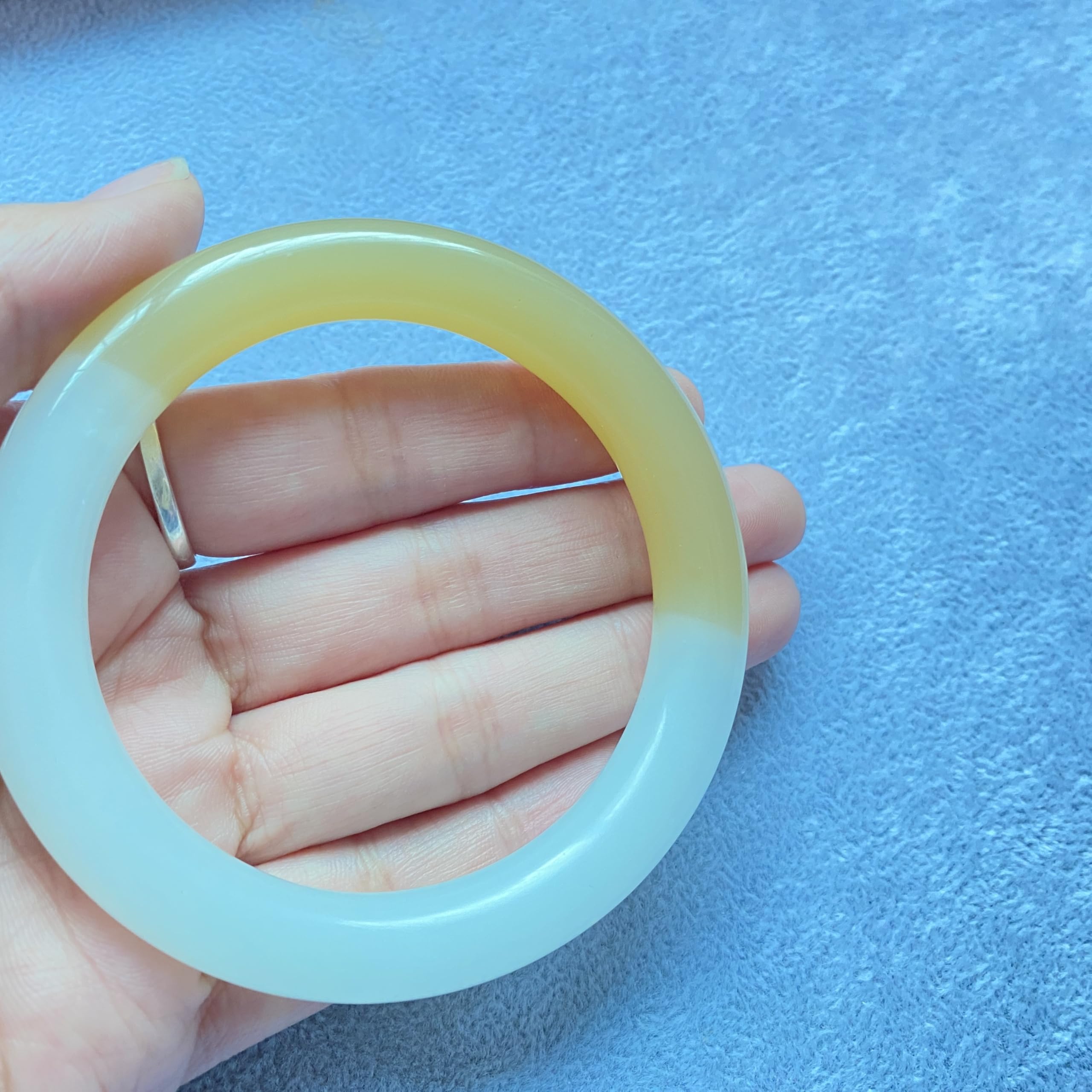 Bracciale di Bangle di Giada Stretta di per Donne ricchezza Cinese Buona Fortuna Bracciale Donna Vintage Vera Genuino Giallo Giada in Pietra Regalo di Compleanno del Compleanno (Giù di Natale a Bassa