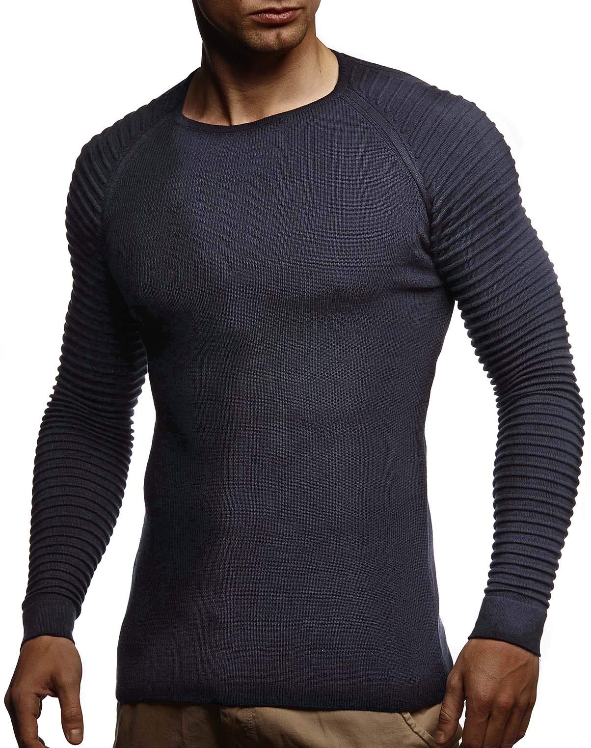 LEIF NELSON Herren Strickpullover Basic Rundhals Crew Neck Sweatshirt Langarm Sweater Feinstrick LN20729