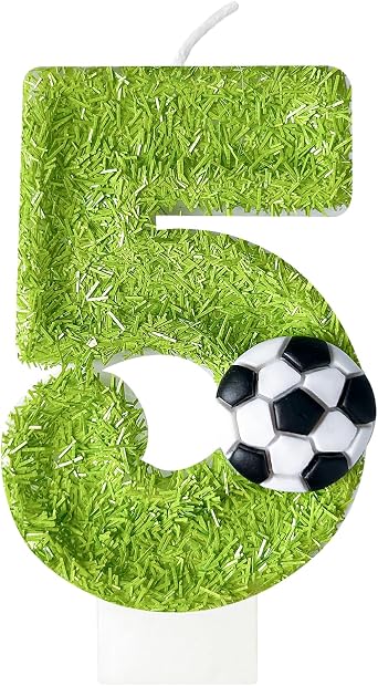 5th Birthday Candles,Soccer Birthday Decorations,Suitable for Girl and boy Cake Toppers, Wedding Cakes, Anniversaries, Party Celebrations, Birthday Decorations