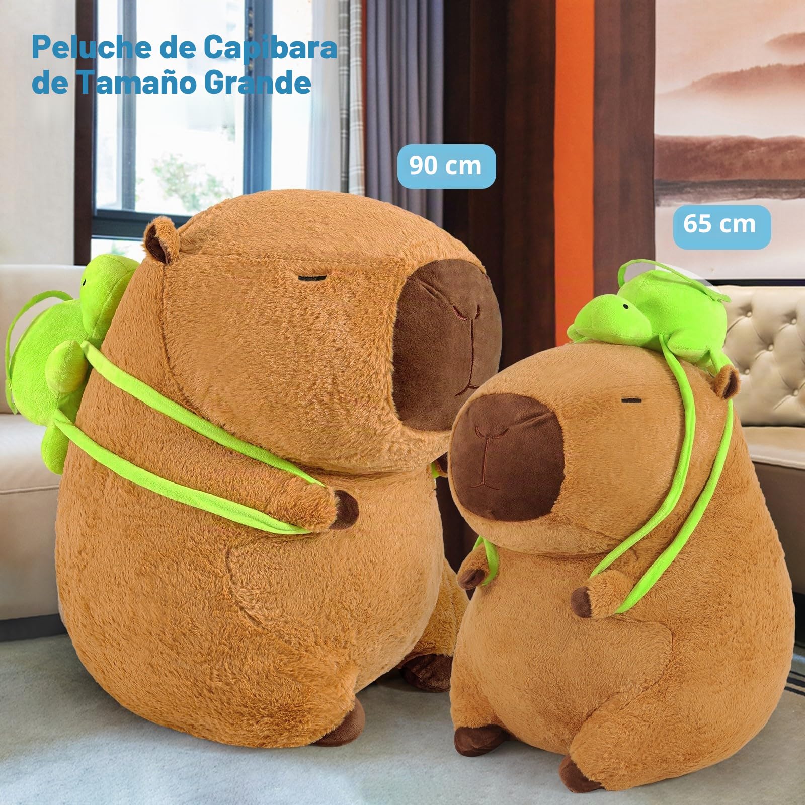 Shownicer Peluche Capybara Kuscheltier Gran Muñeco de Peluche Capybara Kawaii Cojín XXL Juguetes Regalo para Adultos Niños 3+ años (65 cm)