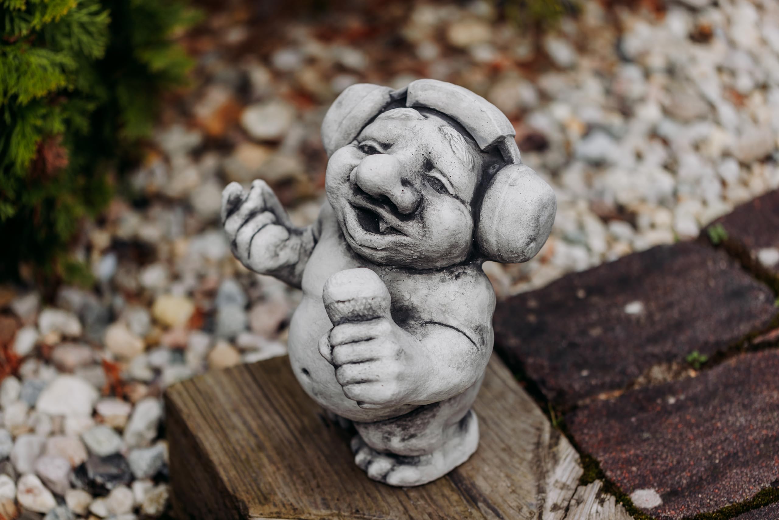 Statua Da Giardino In Pietra – Gnomo Mago Con Seduta, Resistente Al Gelo, Realizzata In Cemento Colato A Mano, Finitura Patinata