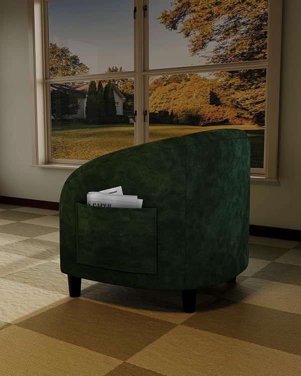 GarveeHome Accent Chair Set of 2 Armchair for Living Room Barrel Club Chair with Soft Padded Seat & Sturdy Legs for Bedroom Waiting Room Reception Chairs(Retro Green) by GarveeHome - Used condition - Image 6