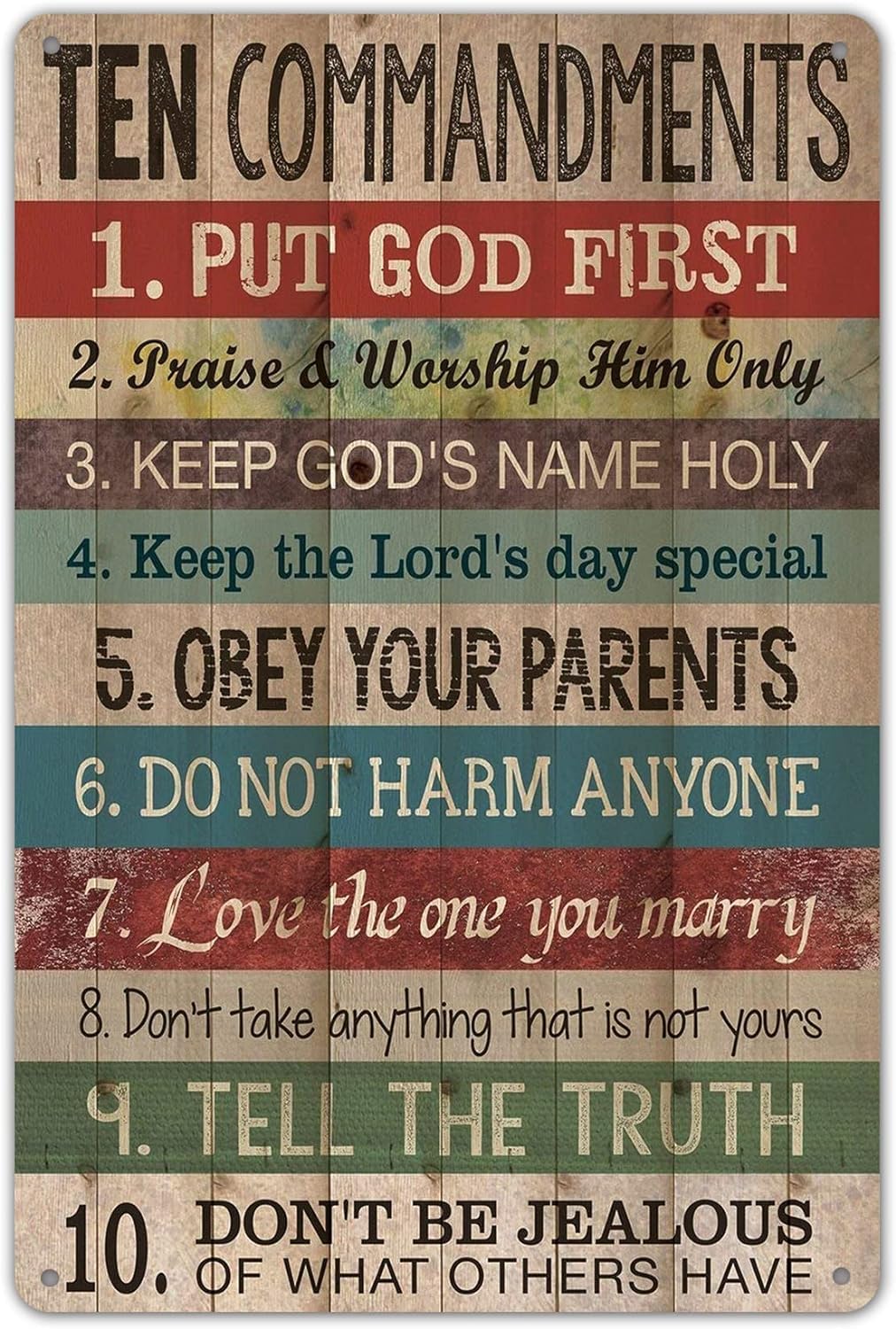 Nuboxx Tin Sign Ten Commandments Living Room, Kitchen, Farm Tin Sign Hanging Poster Decor Rustic Home Decor 8X12 Inches