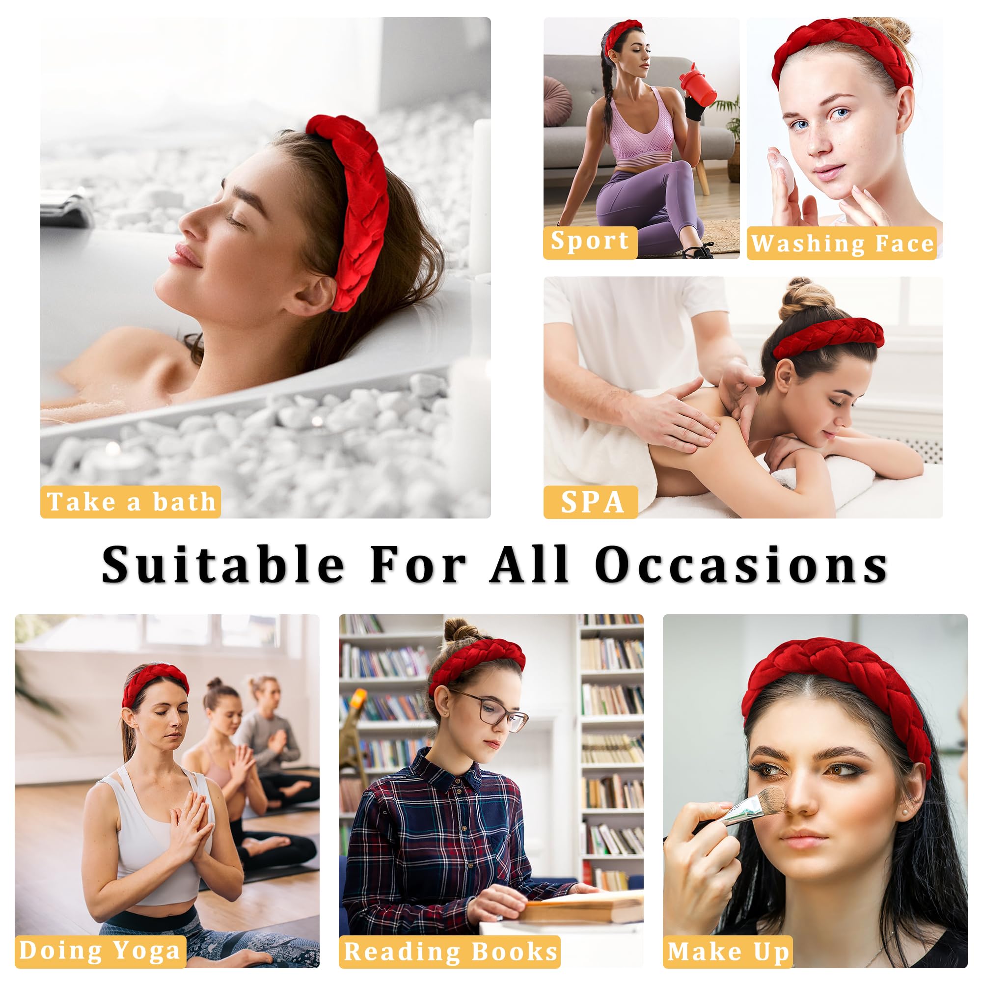 Diademas De Charol Rojo Para Mujer - Pack De 2, Antideslizantes, Acabado Brillante, Diseño Vintage Ancho