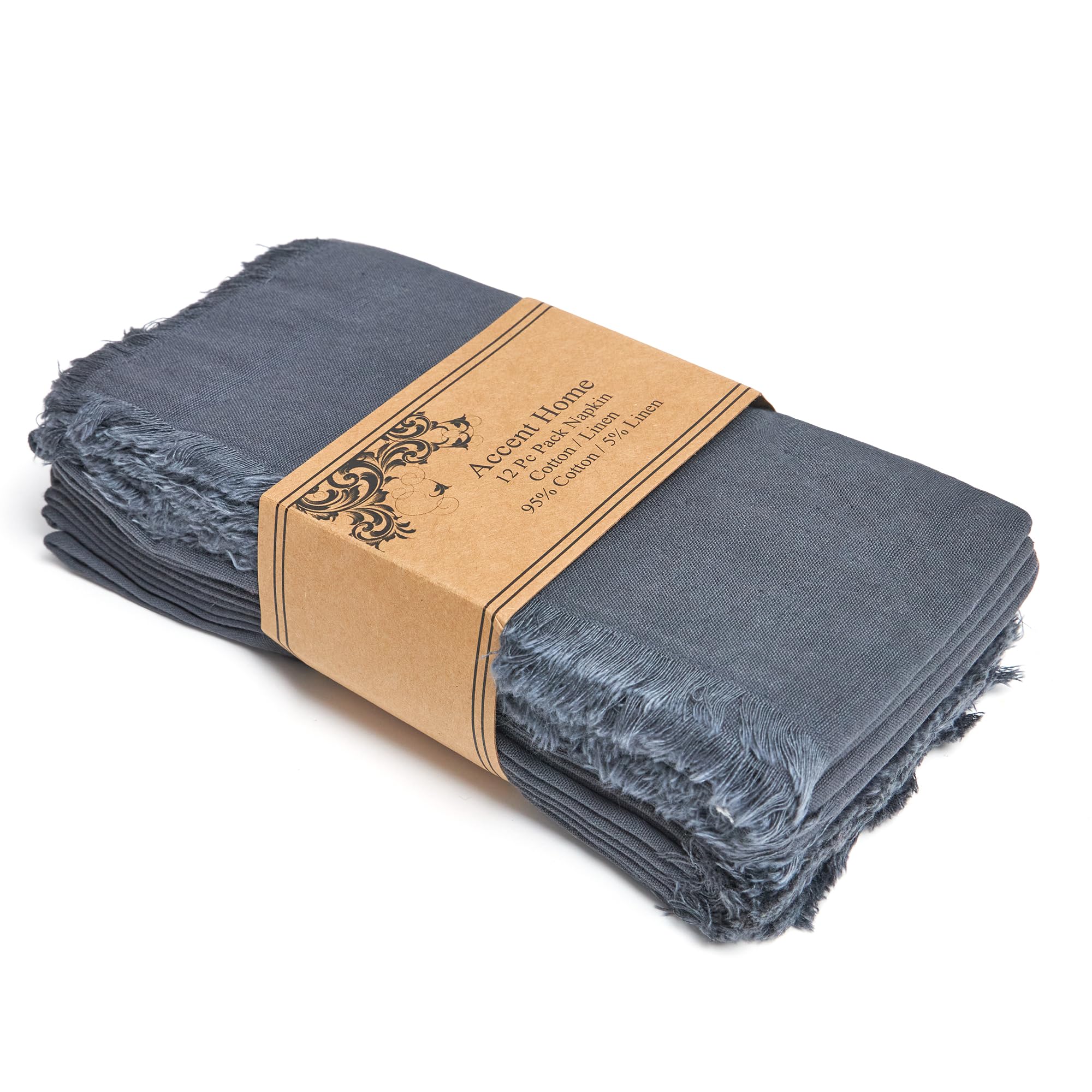 Set of 4 - Grey Pintuck Plain Cotton Table Napkins (18 x 18 in) 24