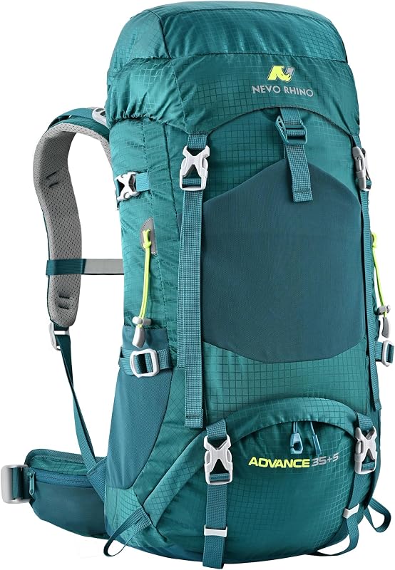 40L Internal Frame Hiking Backpack with Rain Cover | Backpacking Backpack with Padded Hip Belt, Multi-Pockets, Pole Loops, Survival Whistle, for Men, Women, Traveling, Camping