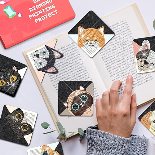 Miniatura 9 de Juego de 8 marcadores de esquina con diseño de diamantes para adultos, pintura de diamantes, para adultos, marcadores para manualidades, gema de