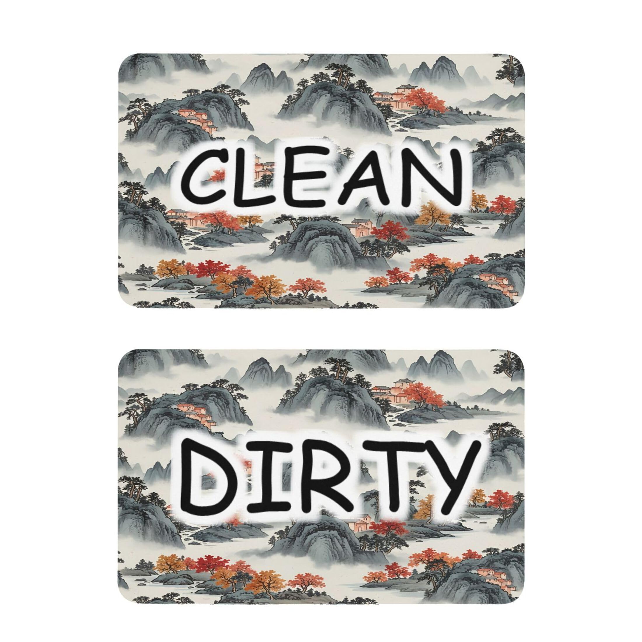 Kutsu Dishwasher Magnet Clean Dirty Sign Indicator, Mountain Fridge Magnet, Easy to Read, 2 Pack