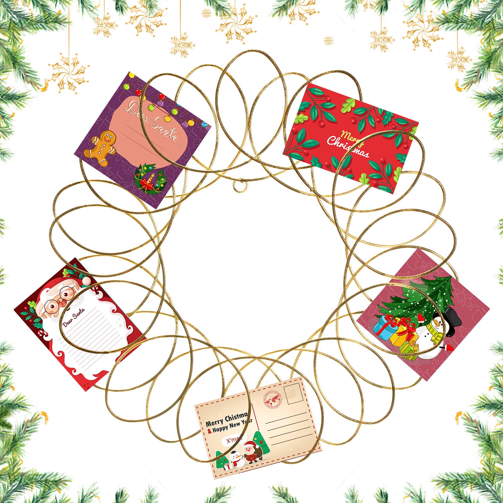 Support de carte de Noël pour porte et décoration murale en métal rétro
