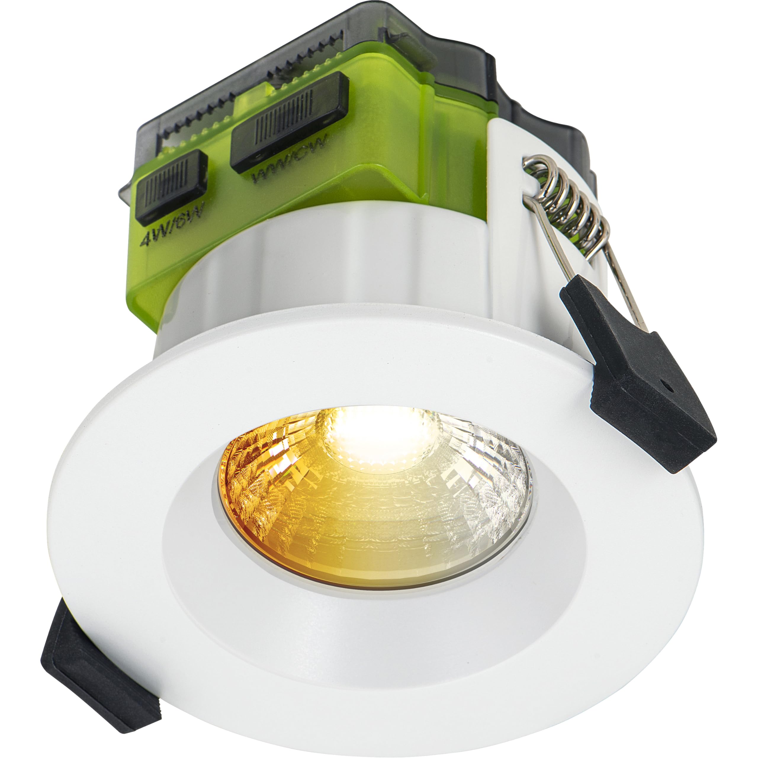 Luceco White Led Recessed Downlight With Power Change & Dim2warm Colour Change, Fire Rated, Dimmable, Spotlight For Kitchen And Bathroom, Ftype Mk2, Ip65, 4W/6W, 690Lm, 3000-2400K & 4000K, Ftr6wd2w