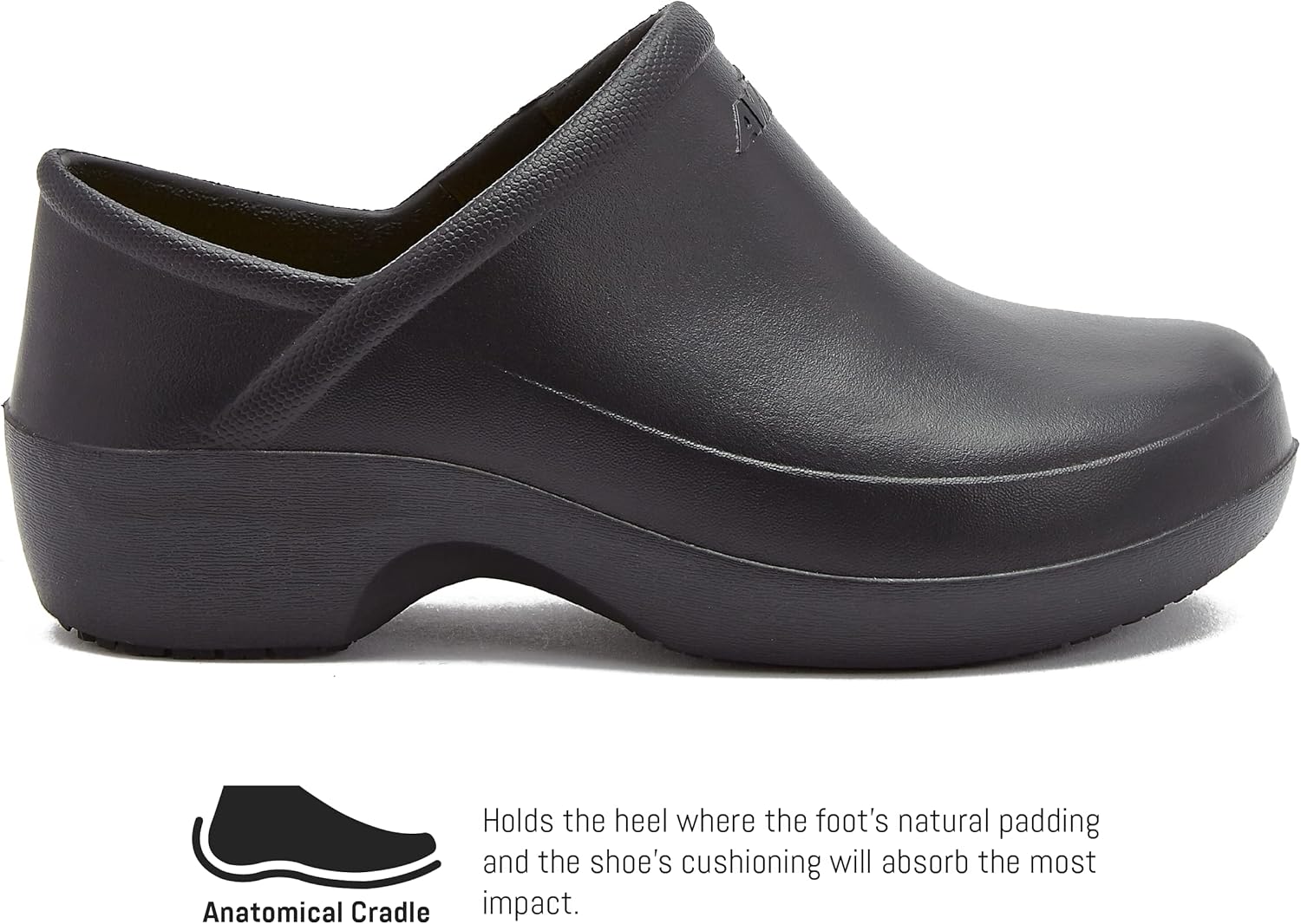 Avia Shadow Slip Resistant Clogs for Women, Slip On Work Shoes for Food Service, Black