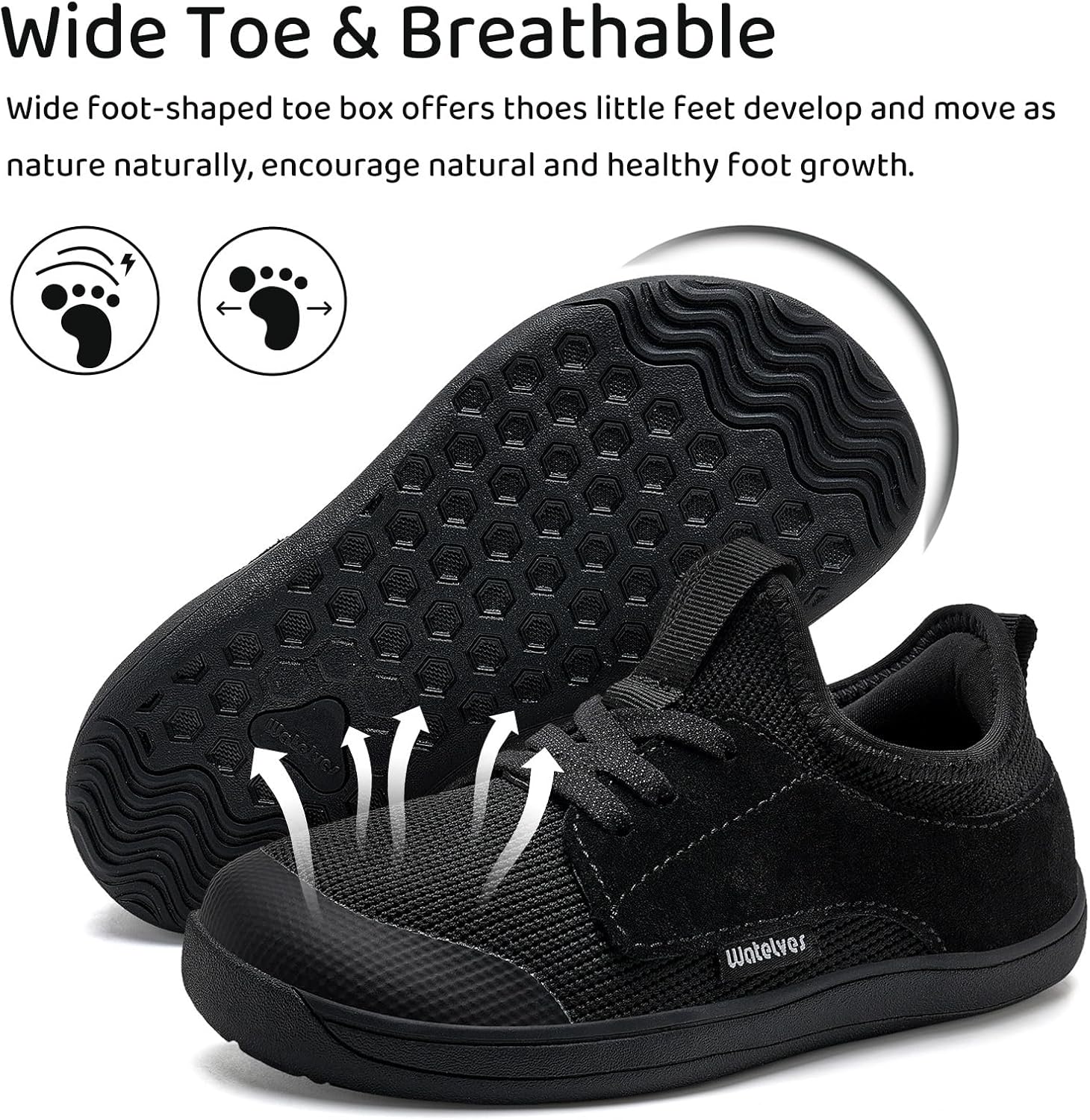 WateLves Toddler Little/Big Kid Wide Barefoot Shoes Boys Girls Minimalist Sneakers Splay Naturally Lightweight Breathable Running Tennis Shoes - Image 3
