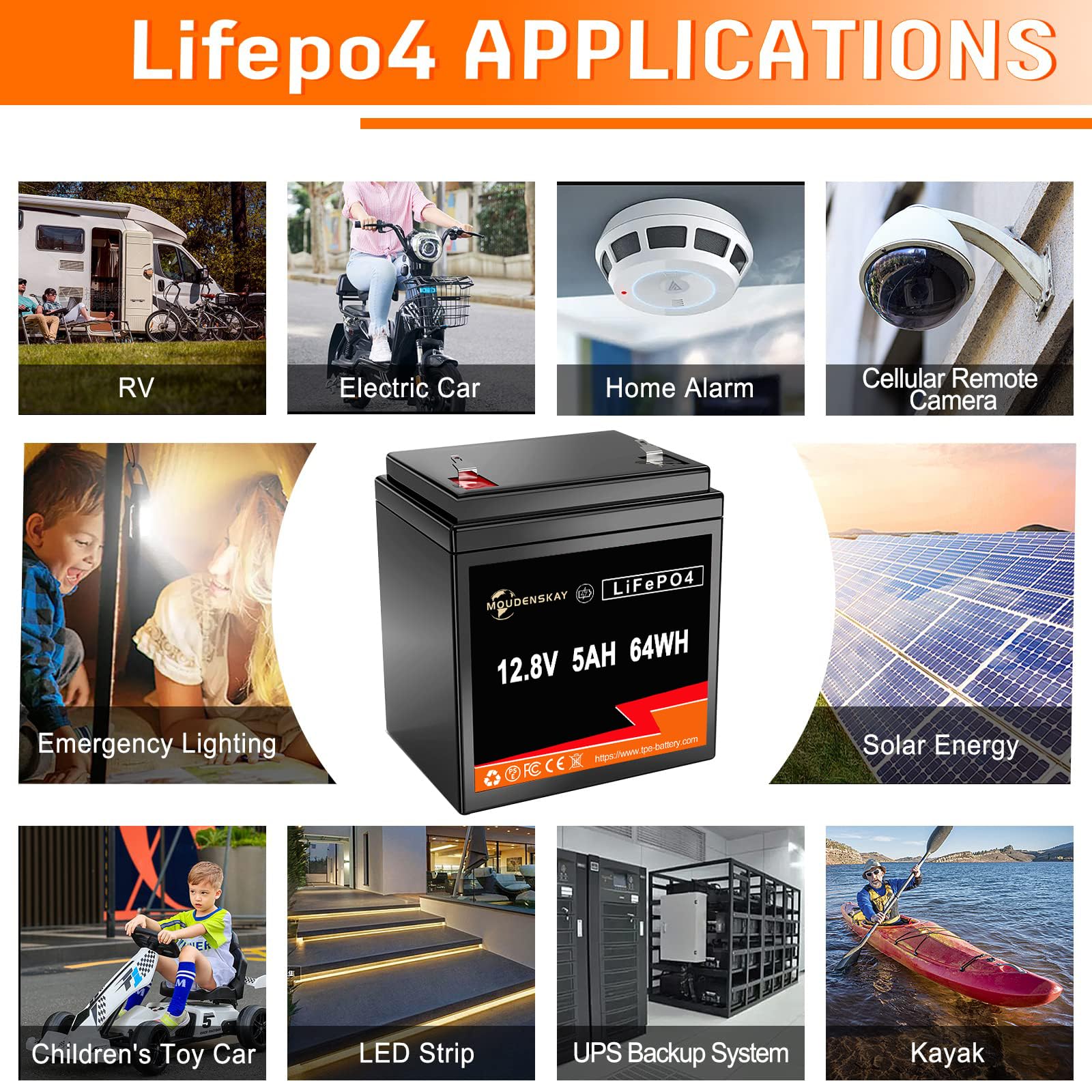 Batterie au lithium 12V 5Ah LiFePO4 Batterie 12V
