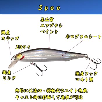 Amazon.co.jp: [Marine's Factory] シンキングミノー 国産フック