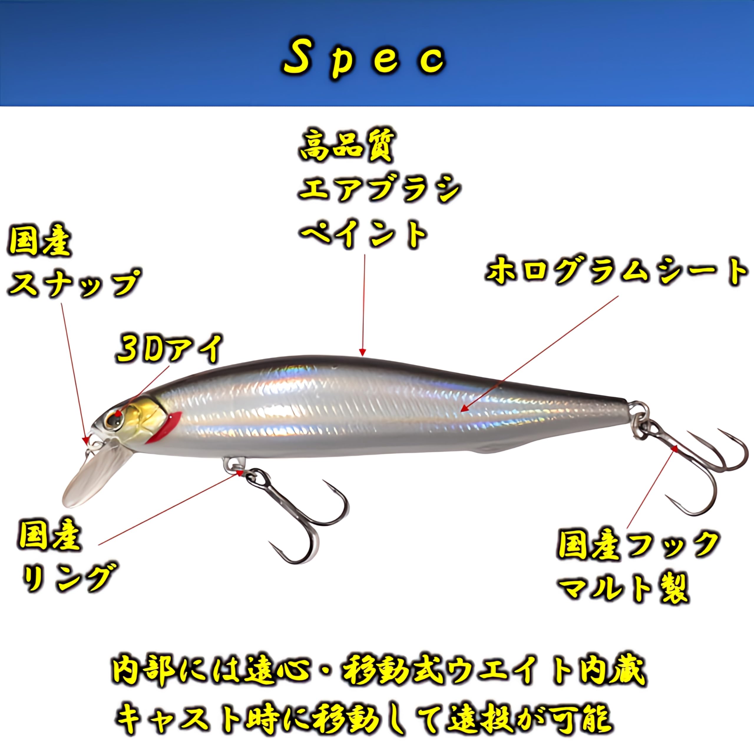 Amazon.co.jp: [Marine's Factory] シンキングミノー 国産フック