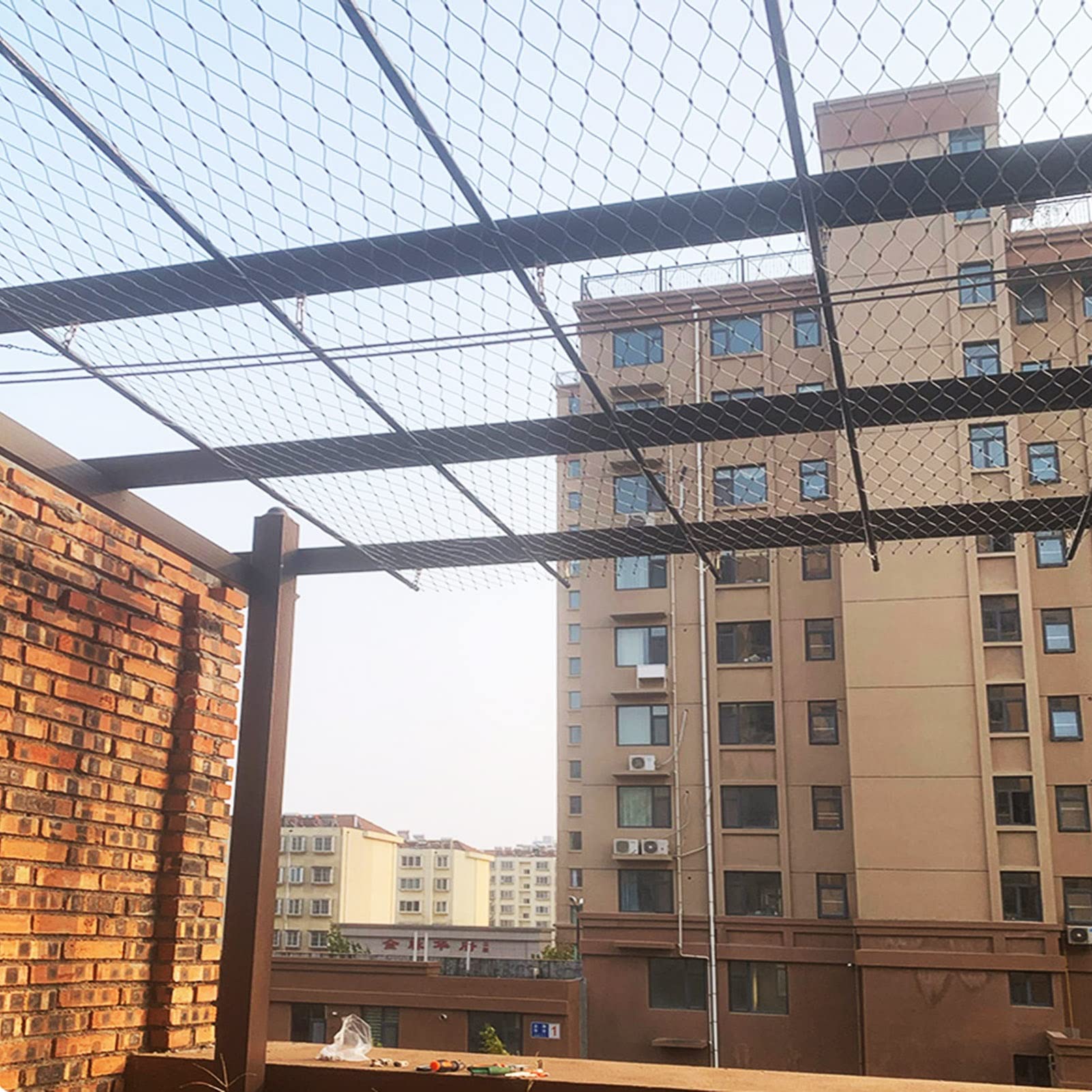 Rete metallica in acciaio inossidabile, recinzione rampicante per piante, barriera durevole per pollame, rete di sicurezza anticaduta per balcone, personalizzabile (colore: argento, dimensioni: 2x10m)