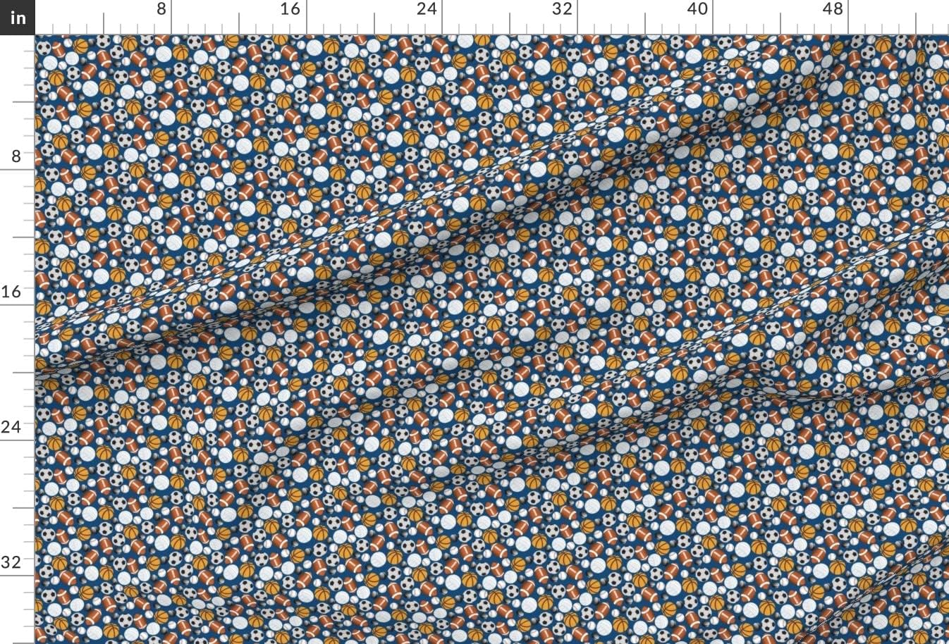 Spoonflower Fabric - Sports Blue Balls Basketball Soccer Baseball Hockey Football Printed on Minky Fabric by The Yard - Sewing Baby Blankets Quilt Backing Plush
