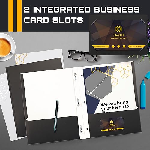 Miniatura 4 de Better Office Products Carpetas de papel negro de 2 bolsillos con puntas, paquete de 50, textura mate, carpetas de papel tamaño carta, paquete de