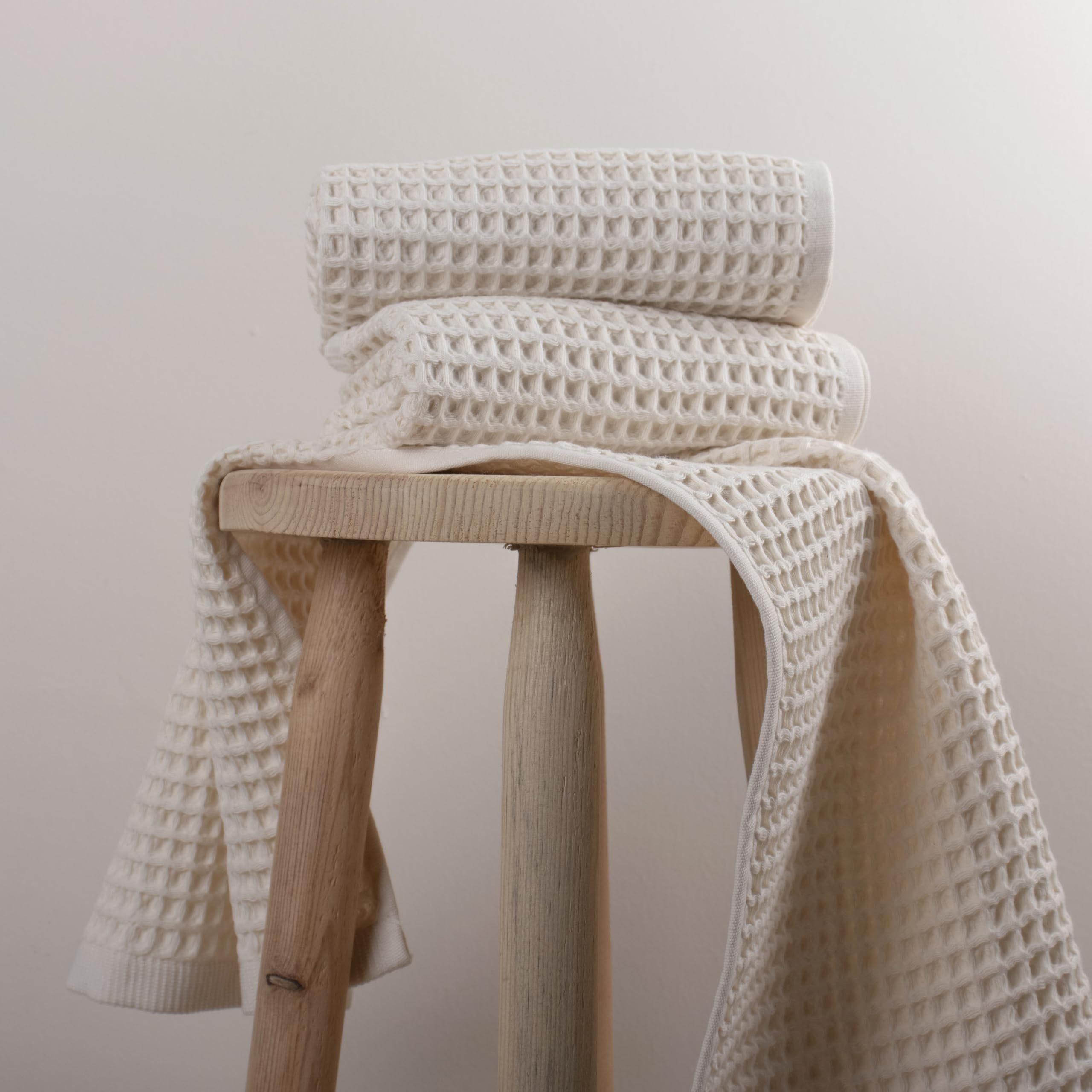 PÜSKÜL - Confezione da 2 asciugamani da bagno e spa, 100% cotone biologico turco di alta qualità, ad asciugatura rapida, sottili, prodotti in Turchia (beige naturale, 81 x 160 cm)