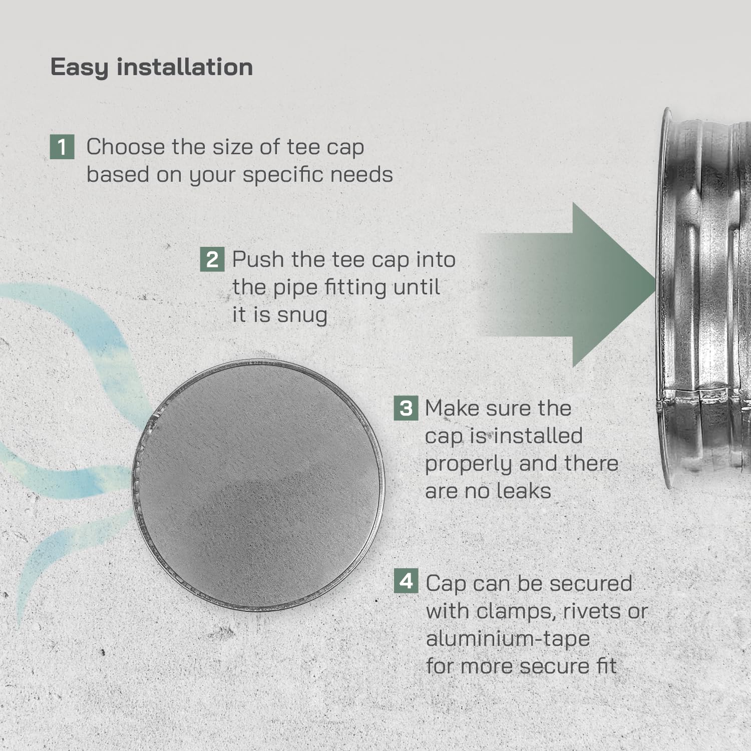 Vent Systems 100 mm / 4" Inch Round Galvanized Steel Pipe Cap, Indoor and Outdoor Duct End Cover for Dryer Vent HVAC Pipes - Image 4