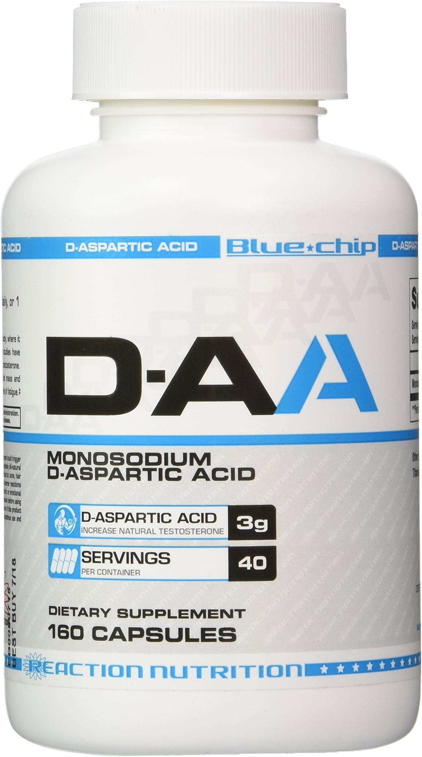 Reaction Nutrition Blue Chip D-AA Nutritional Supplement, 160 Count