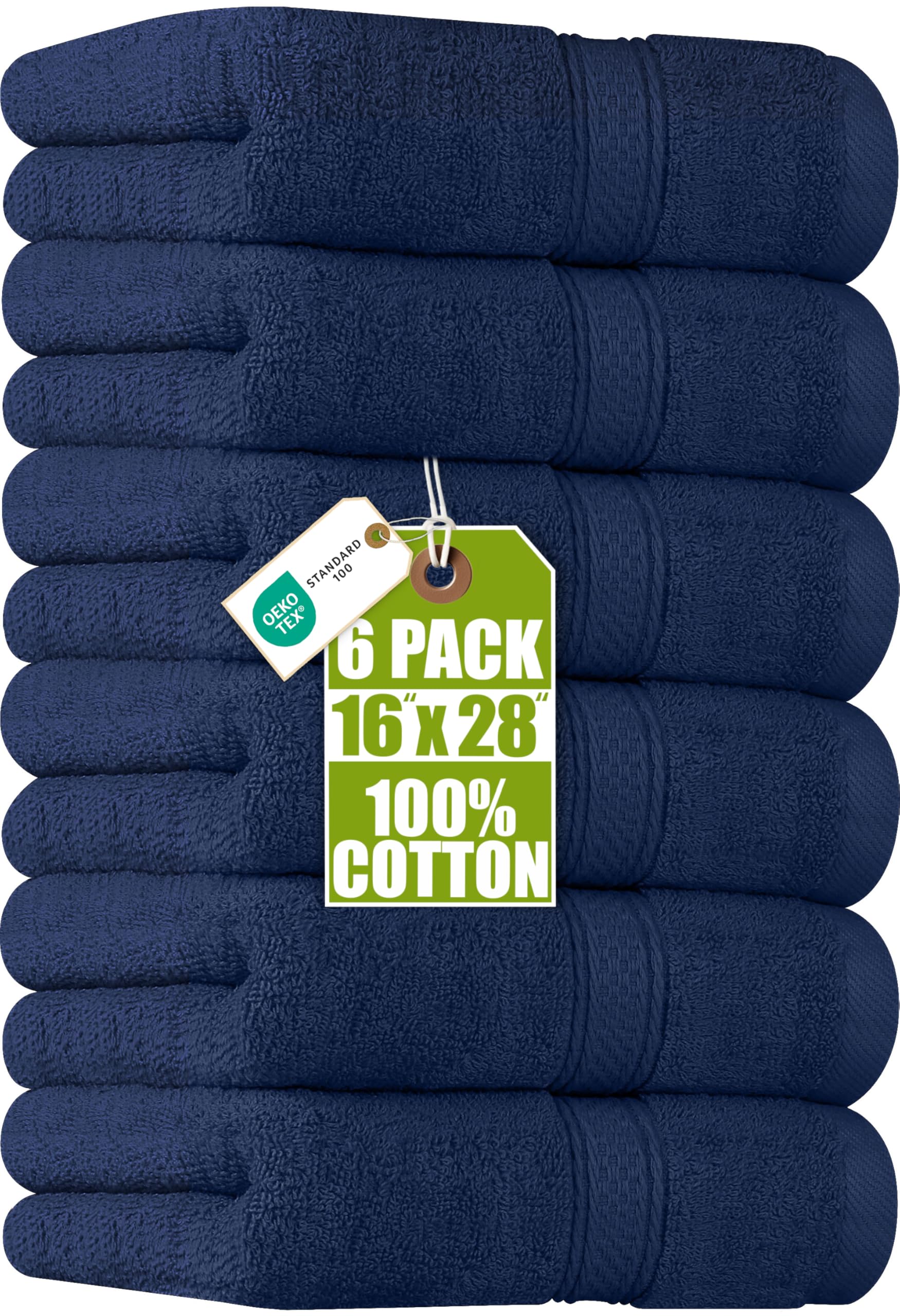 Utopia Towels [6 Pack Premium Hand Towels Set, (16 x 28 inches) 100% Ring Spun Cotton, Ultra Soft and Highly Absorbent 600GSM Towels for Bathroom, Gym, Shower, Hotel, and Spa (Navy Blue)