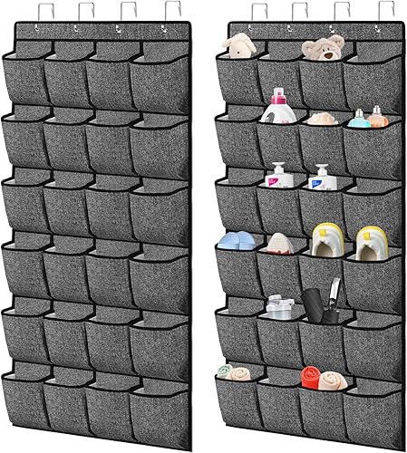Miniatura 10 de Organizador de zapatos con 35 bolsillos sobre la puerta, zapatero colgante para armario, soporte grande para almacenamiento de zapatos, organizador