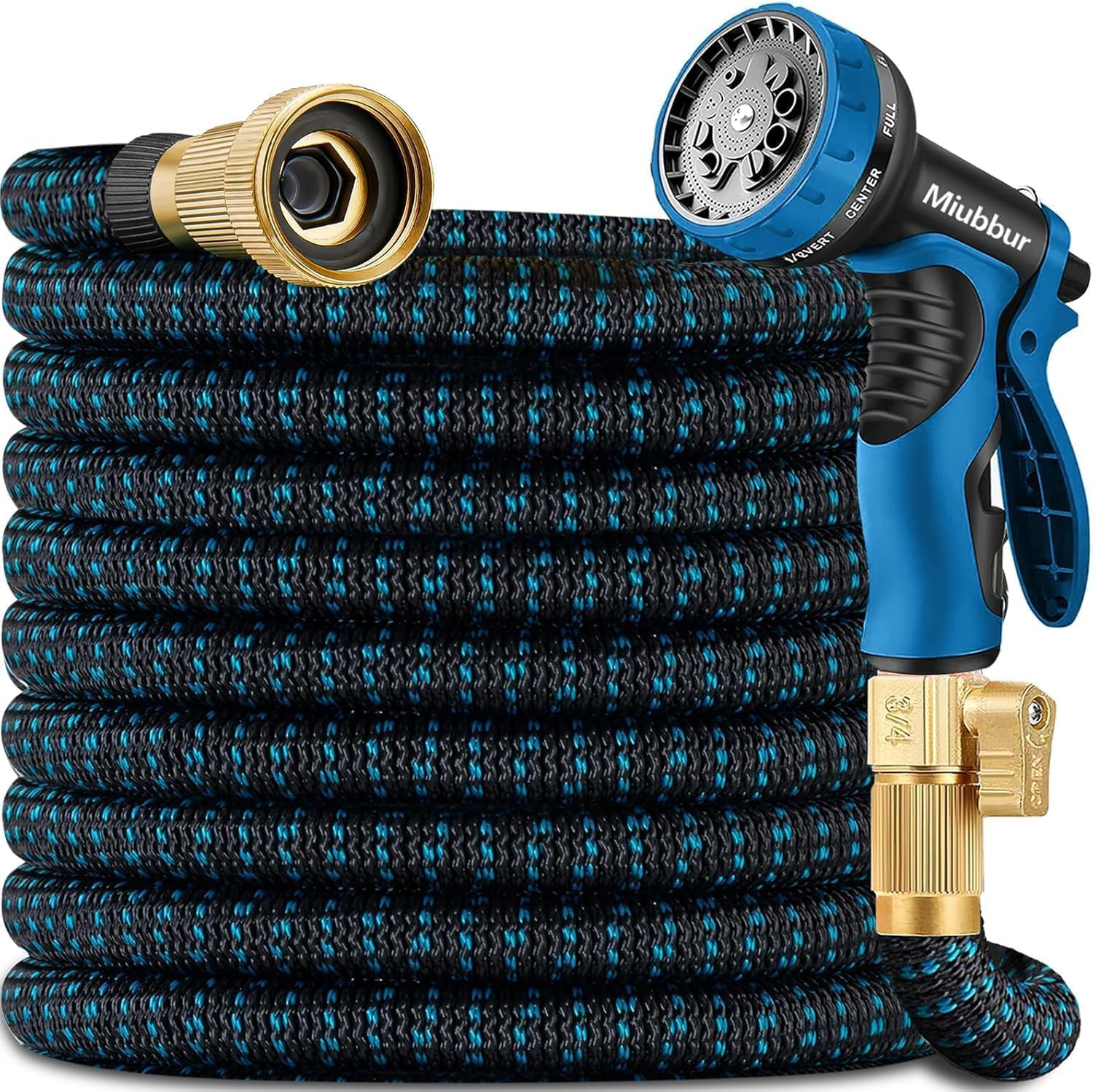 150 ft Expandable Garden Hose - 2025 New Kink Free Flexible Water Hose 150ft with 10 Pattern Spray Nozzle, 3/4 Solid Brass Connectors, Retractable Latex Core - Lightweight Expanding Hose