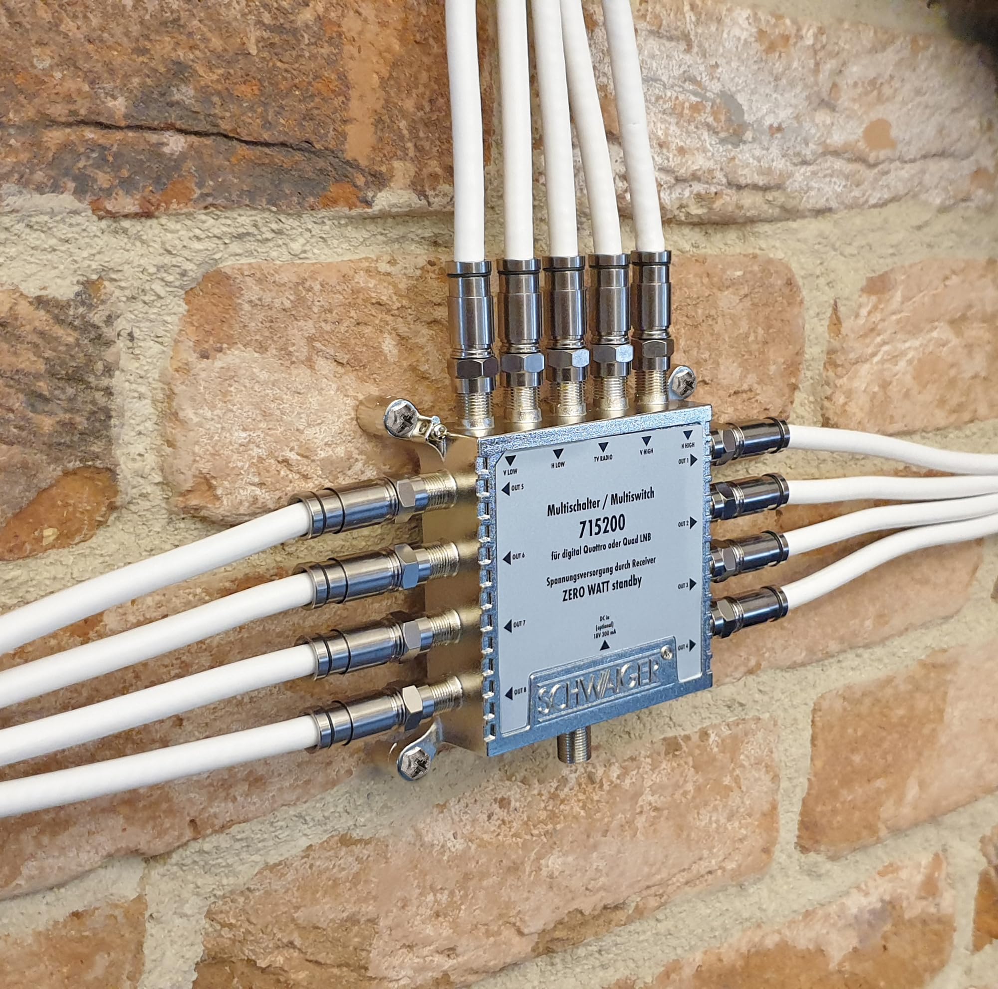 SCHWAIGER 5200 Distribuidor Sat Multiswitch Repartidor Sat de 8 vías Digital Distribuidor Sat Multiswitch de 8 vías con Fuente de alimentación Externa
