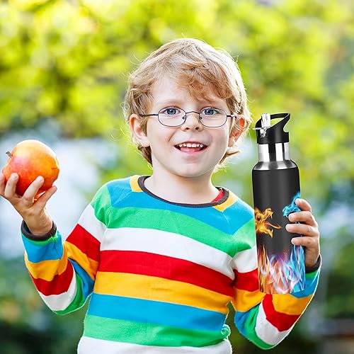 Vista 91 de París - Botella de agua para niños con tapa con pajilla, diseño de la Torre Eiffel París, botella de agua aislada de acero inoxidable a prueba