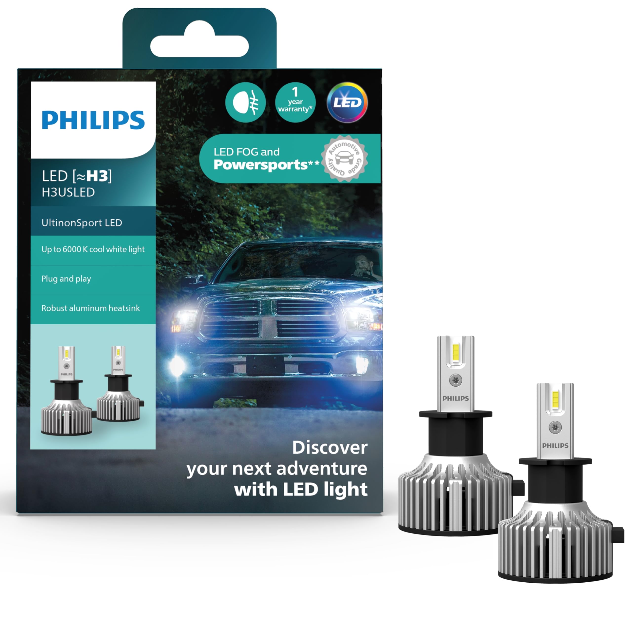 Amazon.com: Philips UltinonSport H3 LED Bulb for Fog Light and