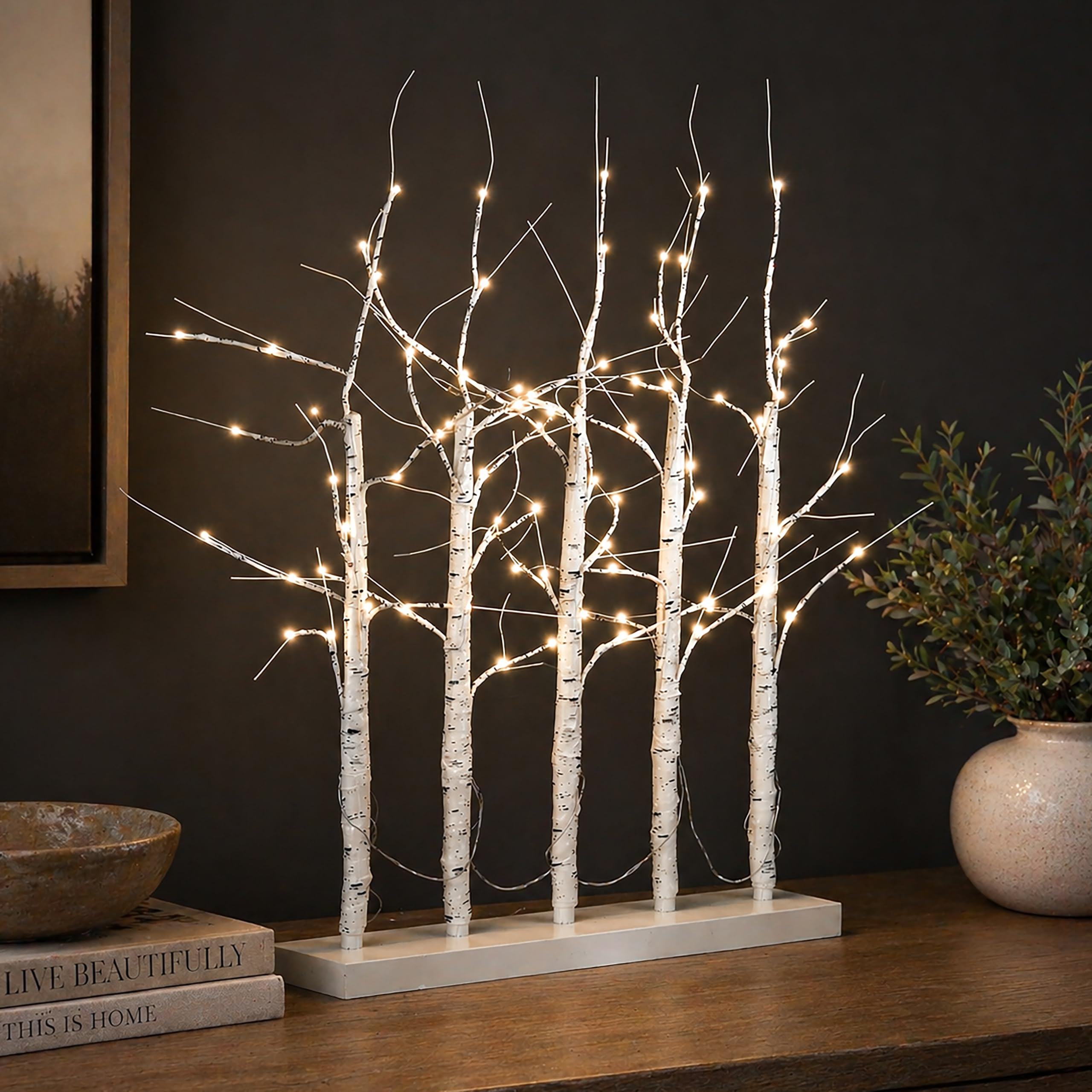 Marco Paul 80cm Light Up Halloween Tree with Warm White LED Lights | Battery Powered Twig Tree with Timer, Halloween Tree Decorations, Easter Table Centrepiece Home Decor