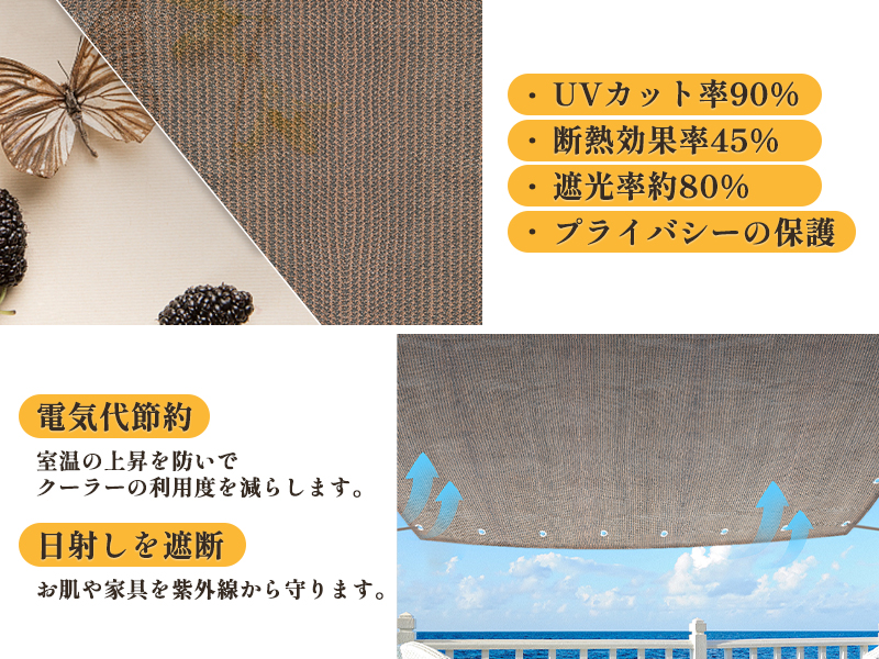 Amazon.co.jp: XiaZ 日除けシェード 2*2.5m サンシェード オーニング
