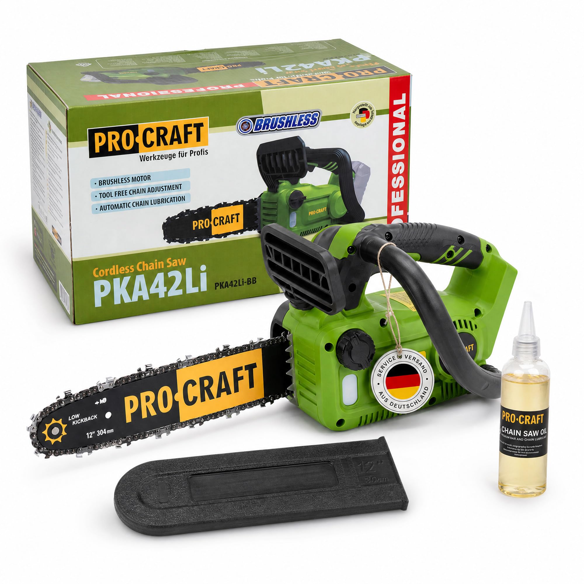 Procraft PKA42Libb akumulatorowa piła łańcuchowa, 20 V, 304 mm, bezszczotkowa Solo – bez akumulatora, bez ładowarki