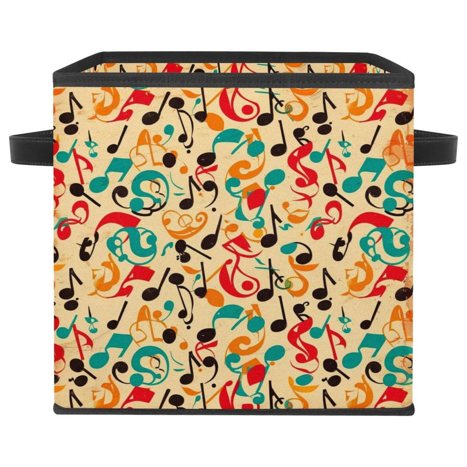 Panier de rangement rétro mélomane : cube pliable Oxford 28 cm pour chambre
